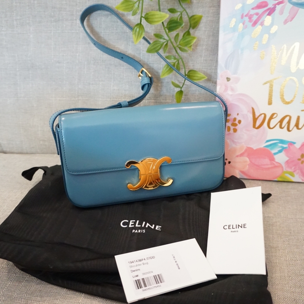 Auth Celine Triomphe shoulder bag